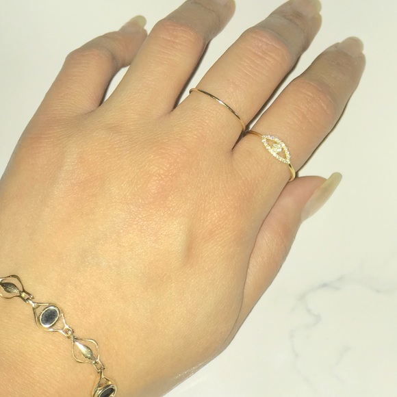 Gold plated Evil Eye CZ Ring - Picture 2 of 5